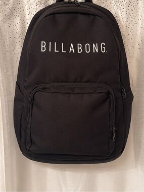 Billabong Backpack Adult Size Bag 2 Pockets Full Zippers Black